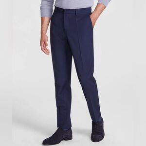 Hugo Boss Navy Dress Pants 32x30 Slim Tailored Flat Front Wool Blend Mens